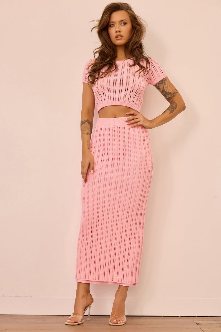 Night Breeze Knit Crop Top - Pink for women