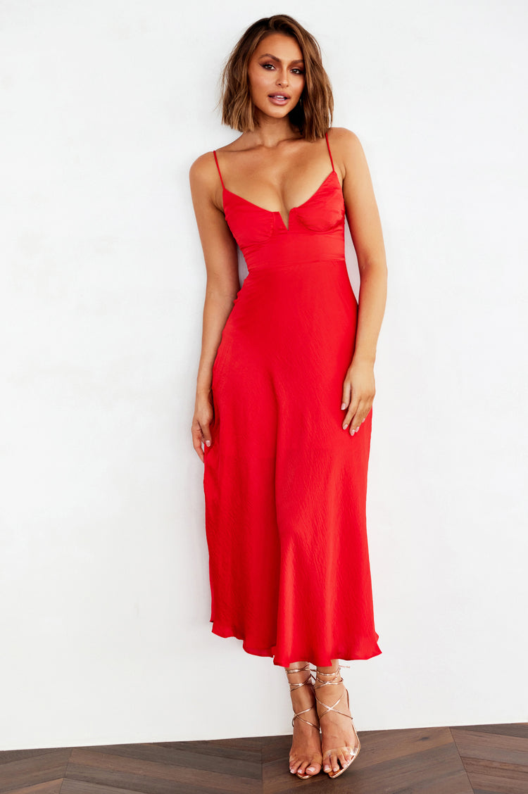 Night In August Midi Dress - Red for women