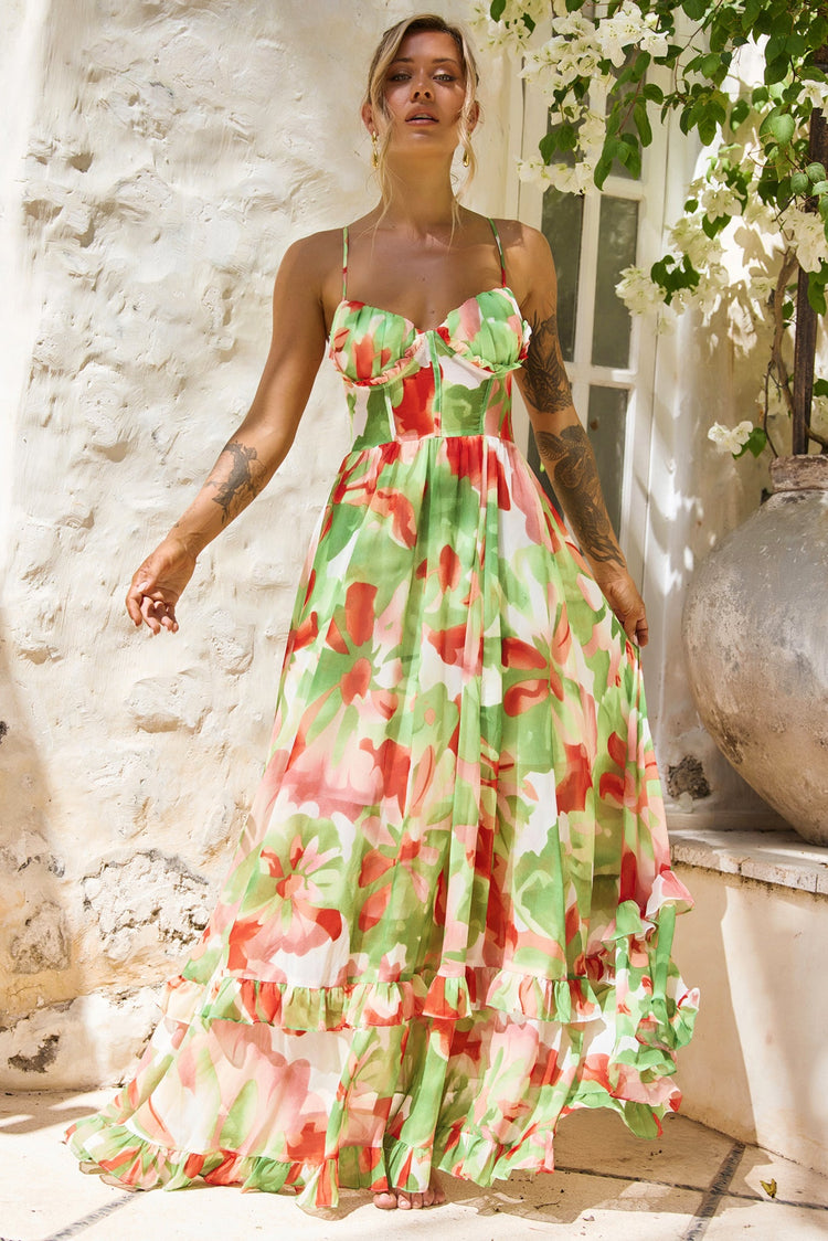 Nightcap Maxi Dress - Green Multi for women