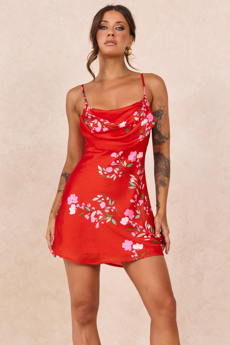 Nights Like This Satin Mini Dress - Red for women