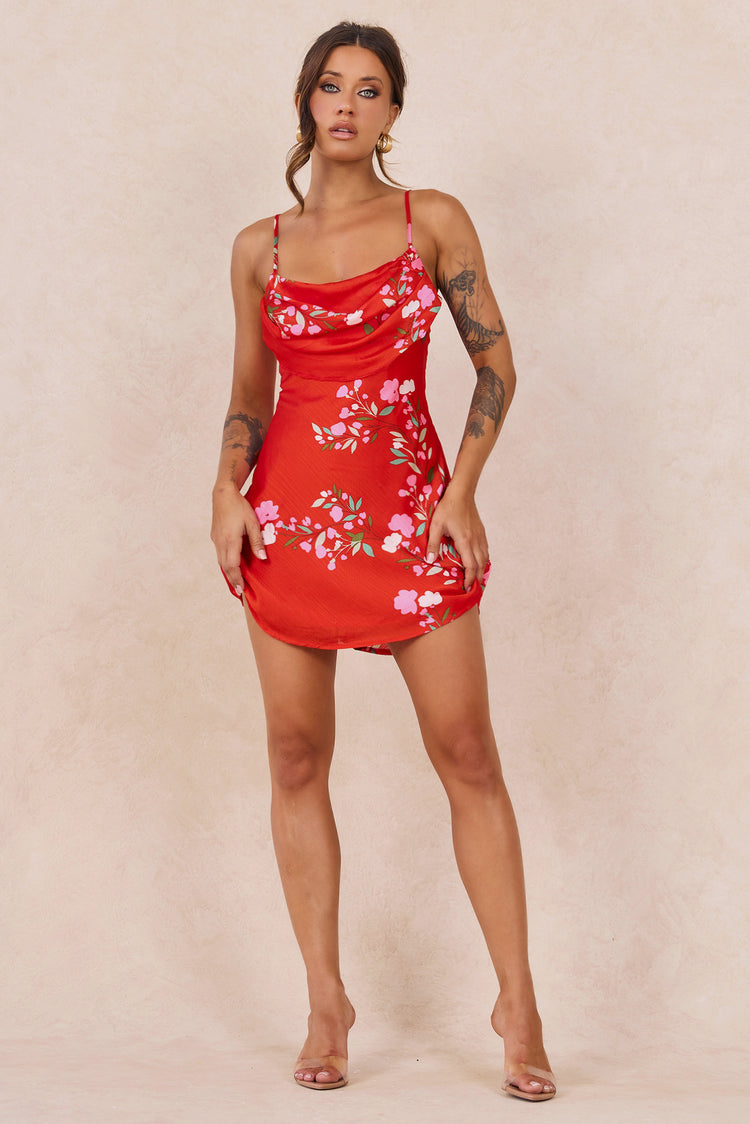 Nights Like This Satin Mini Dress - Red for women