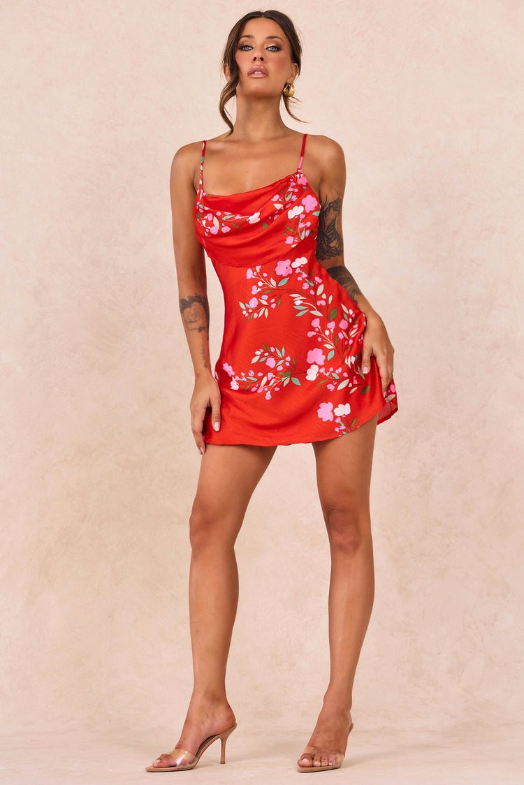 Nights Like This Satin Mini Dress - Red for women