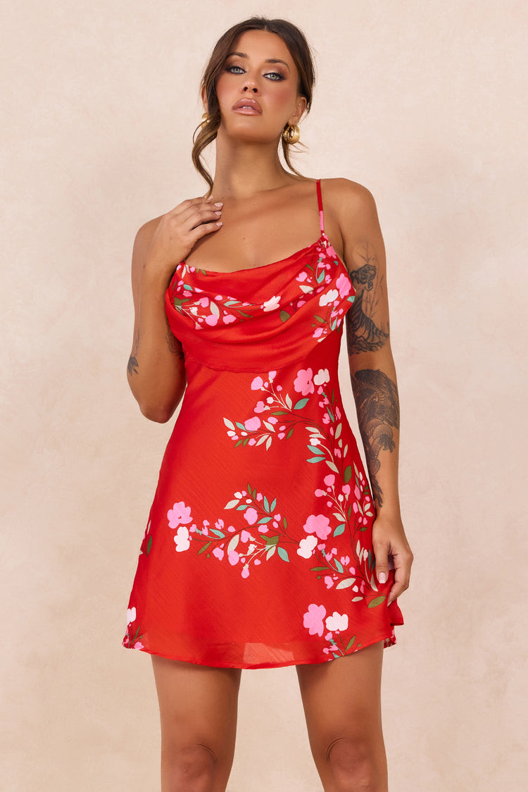 Nights Like This Satin Mini Dress - Red for women