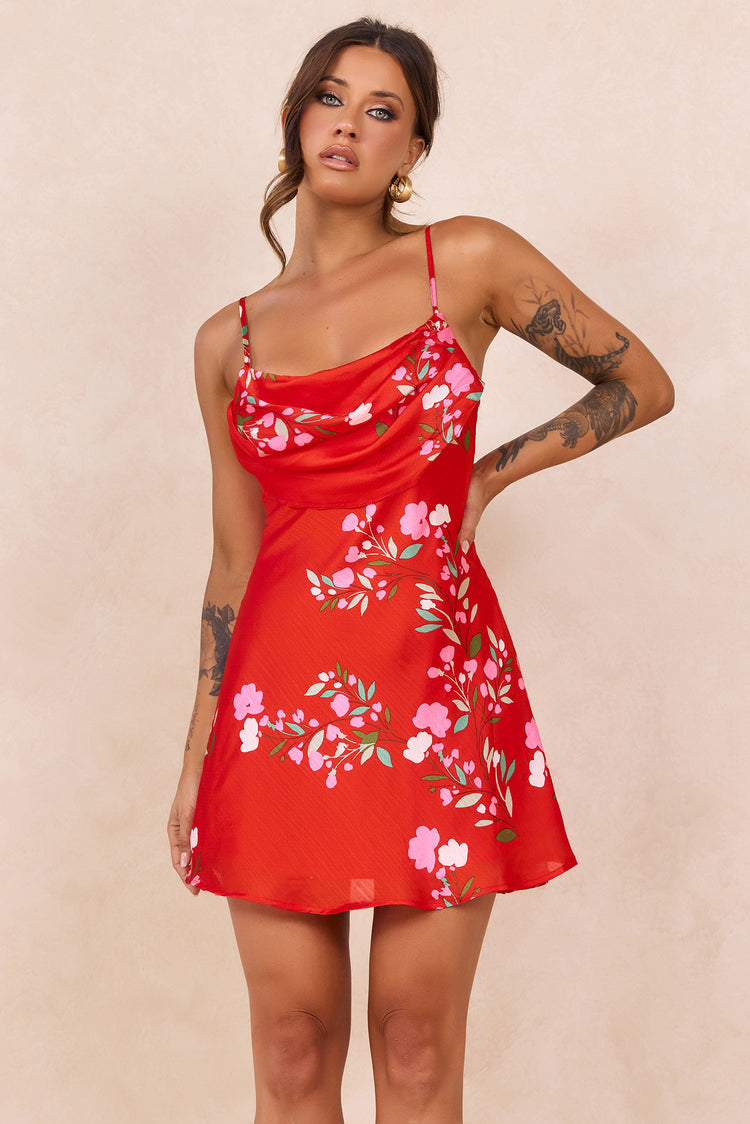 Nights Like This Satin Mini Dress - Red for women