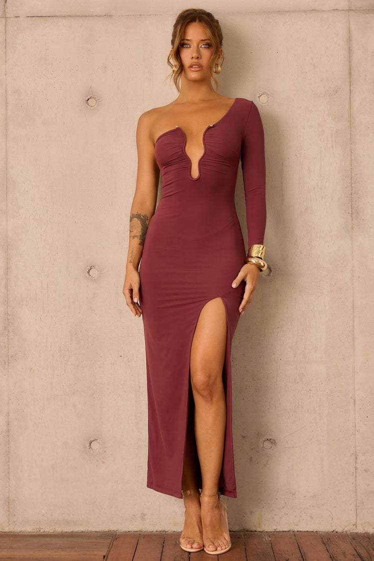 Nocturne Draped Maxi Dress - Cherry Chocolate for women