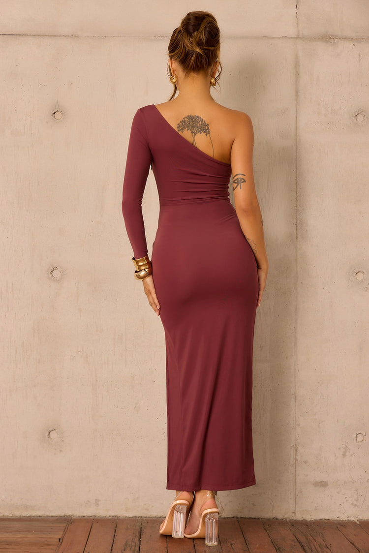 Nocturne Draped Maxi Dress - Cherry Chocolate for women