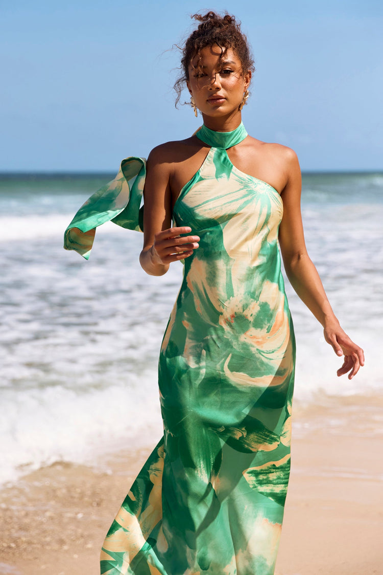 On The Dance Floor Maxi Dress - Green Multi for women