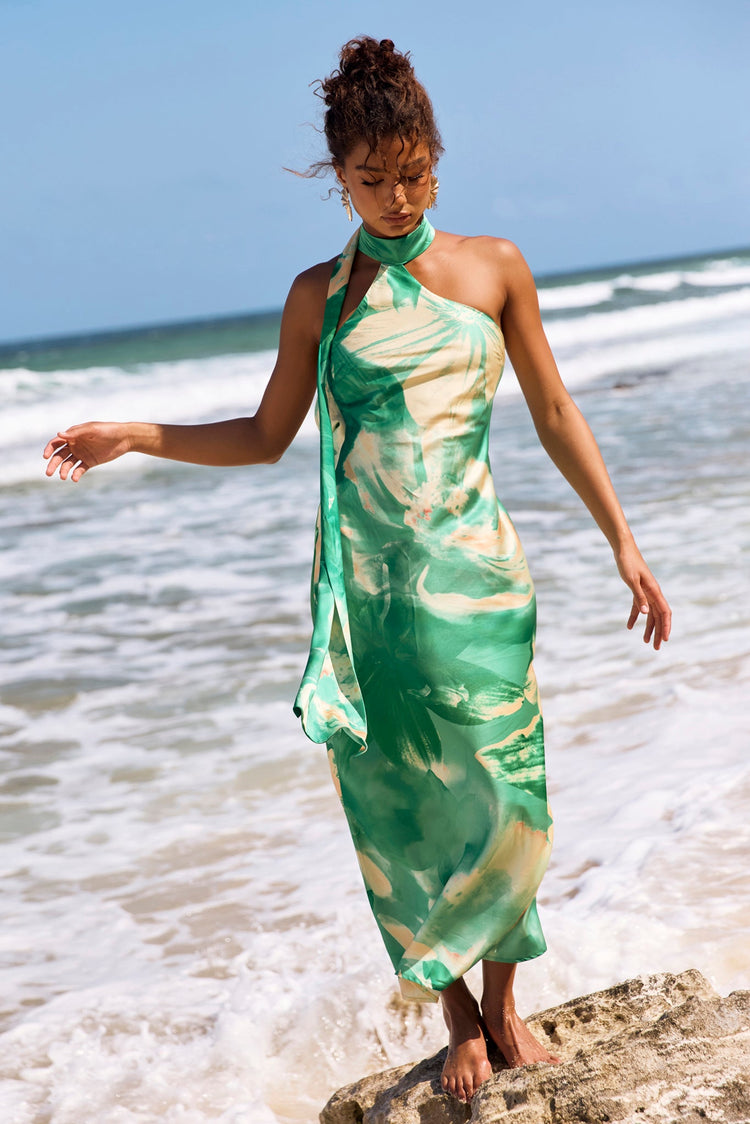 On The Dance Floor Maxi Dress - Green Multi for women
