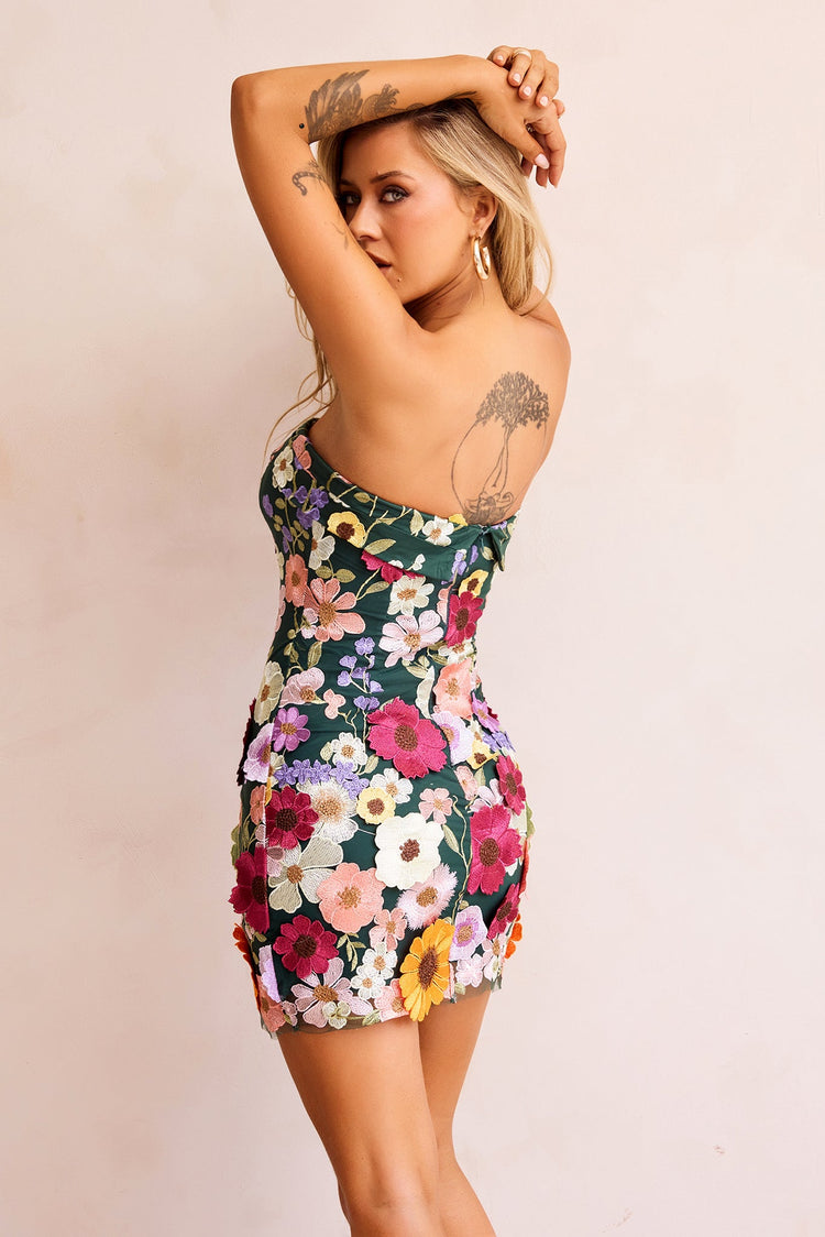 Opening Up Mini Dress - Forest Green for women