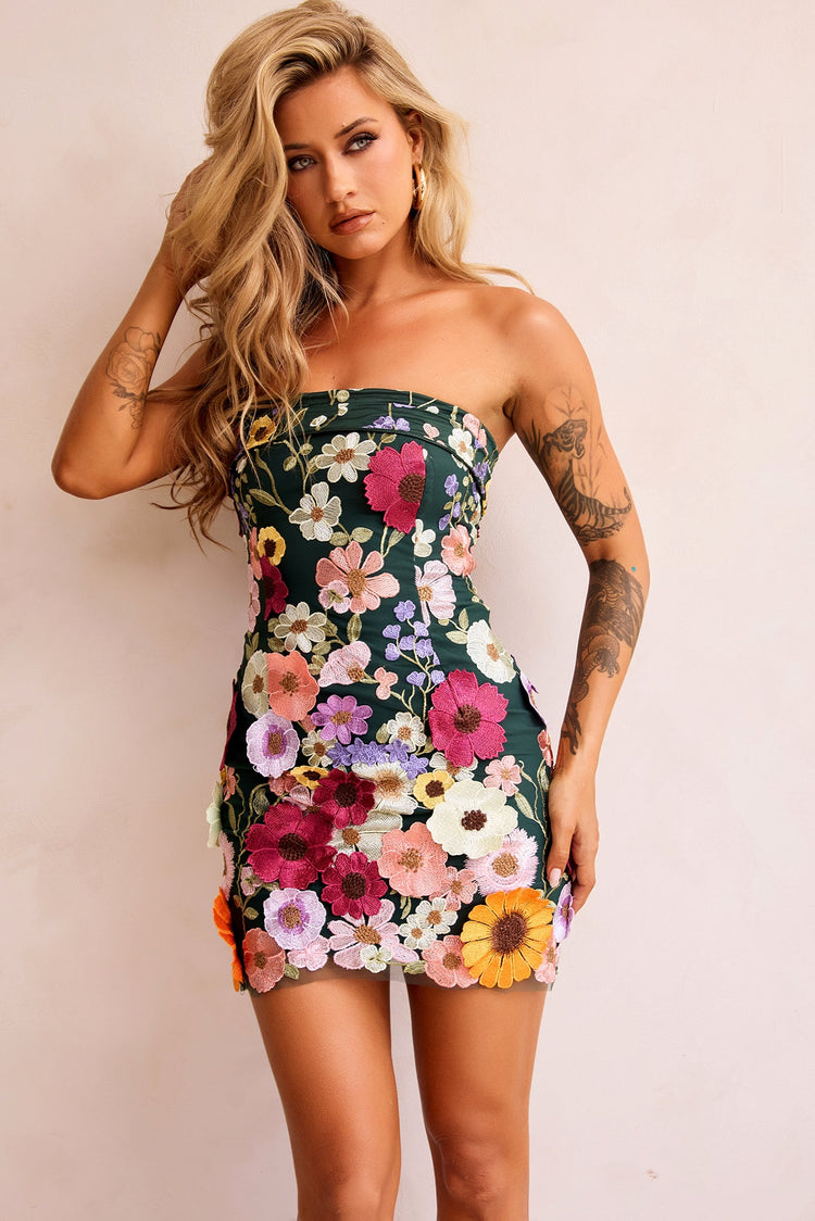 Opening Up Mini Dress - Forest Green for women
