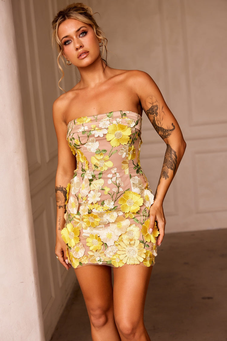 Opening Up Mini Dress - Lemon for women