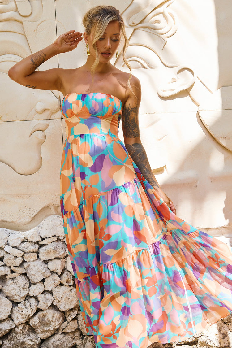 Outta Here Maxi Dress - Orange Multi for women