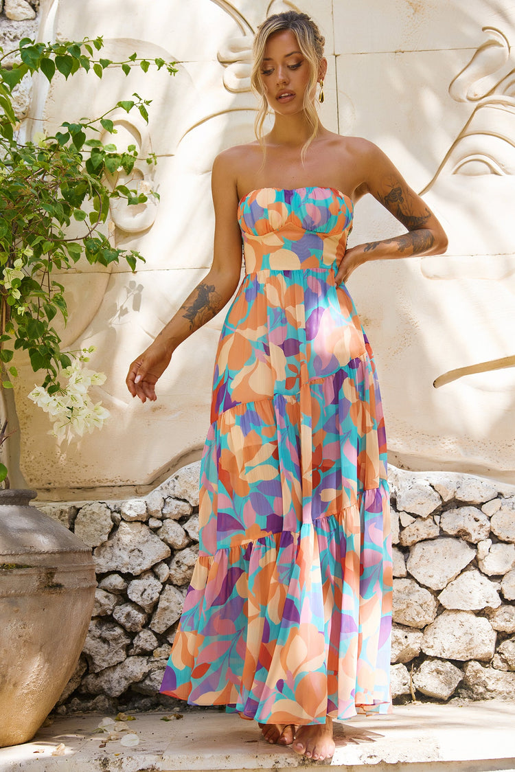 Outta Here Maxi Dress - Orange Multi for women