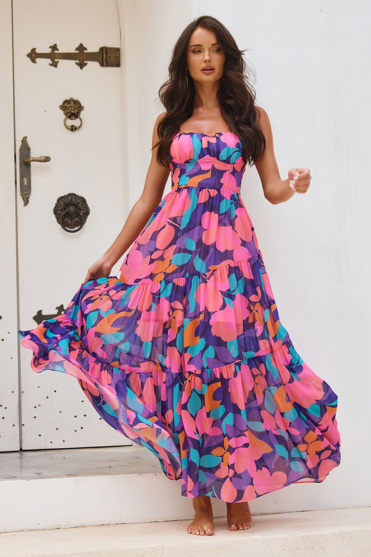 Outta Here Maxi Dress - Purple Multi for women