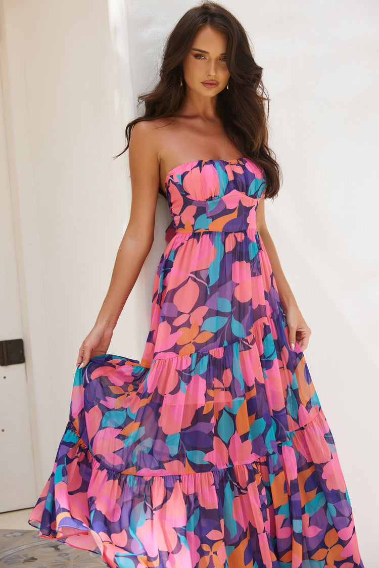 Outta Here Maxi Dress - Purple Multi for women