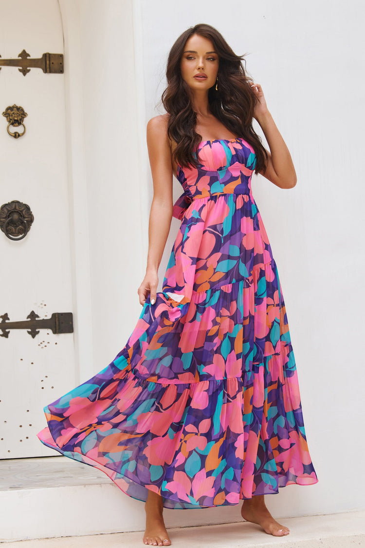 Outta Here Maxi Dress - Purple Multi for women