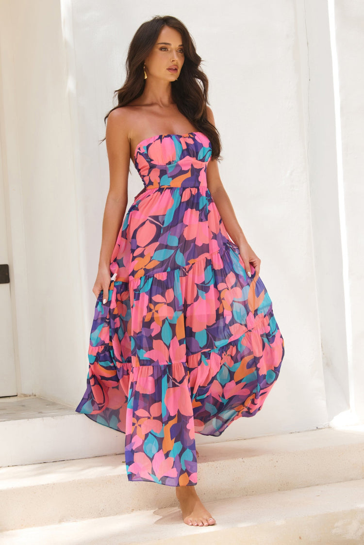 Outta Here Maxi Dress - Purple Multi for women