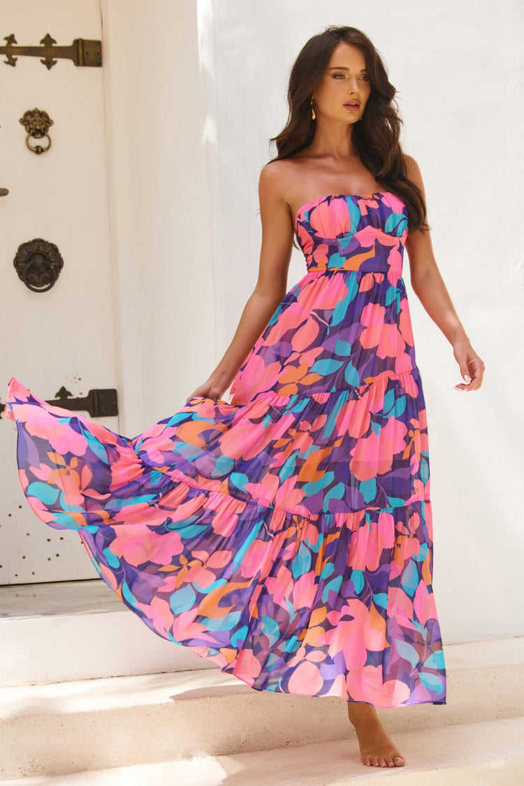 Outta Here Maxi Dress - Purple Multi for women