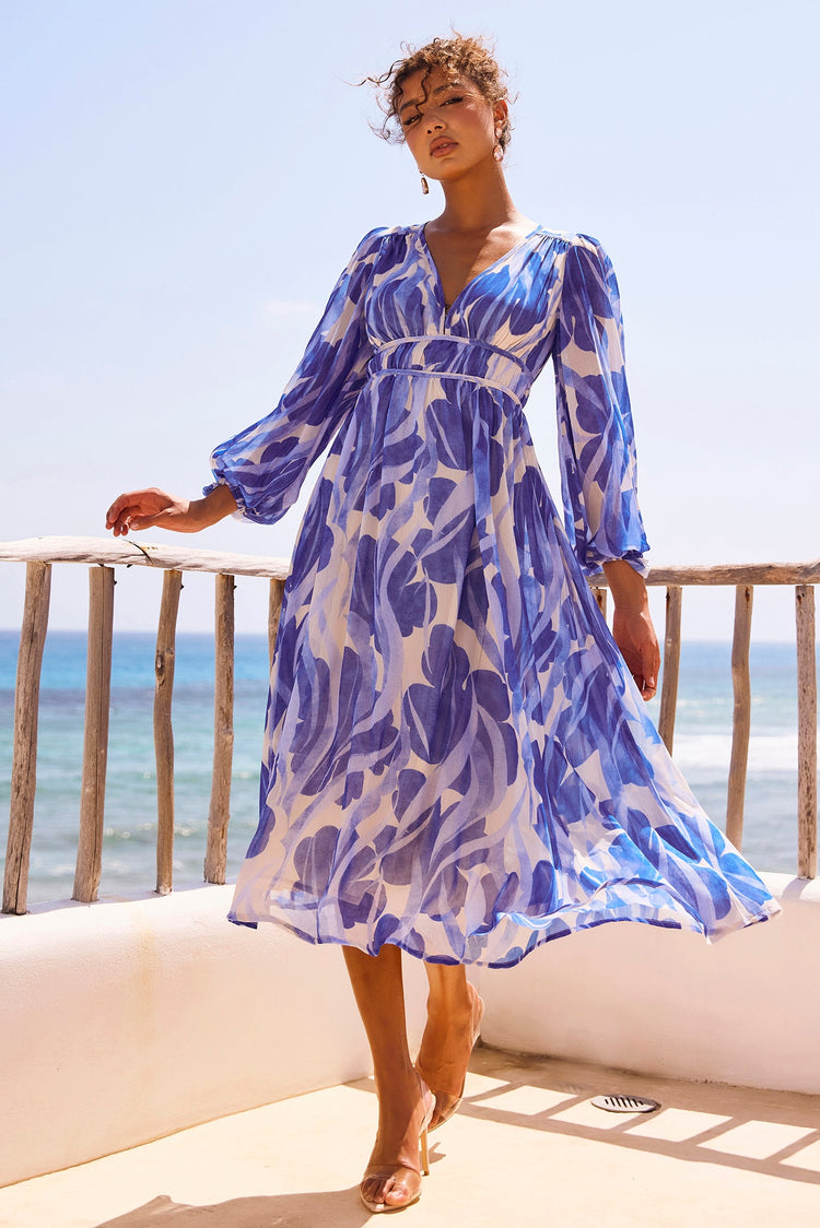 Palm Perfect Midi Dress - Blue Multi for women