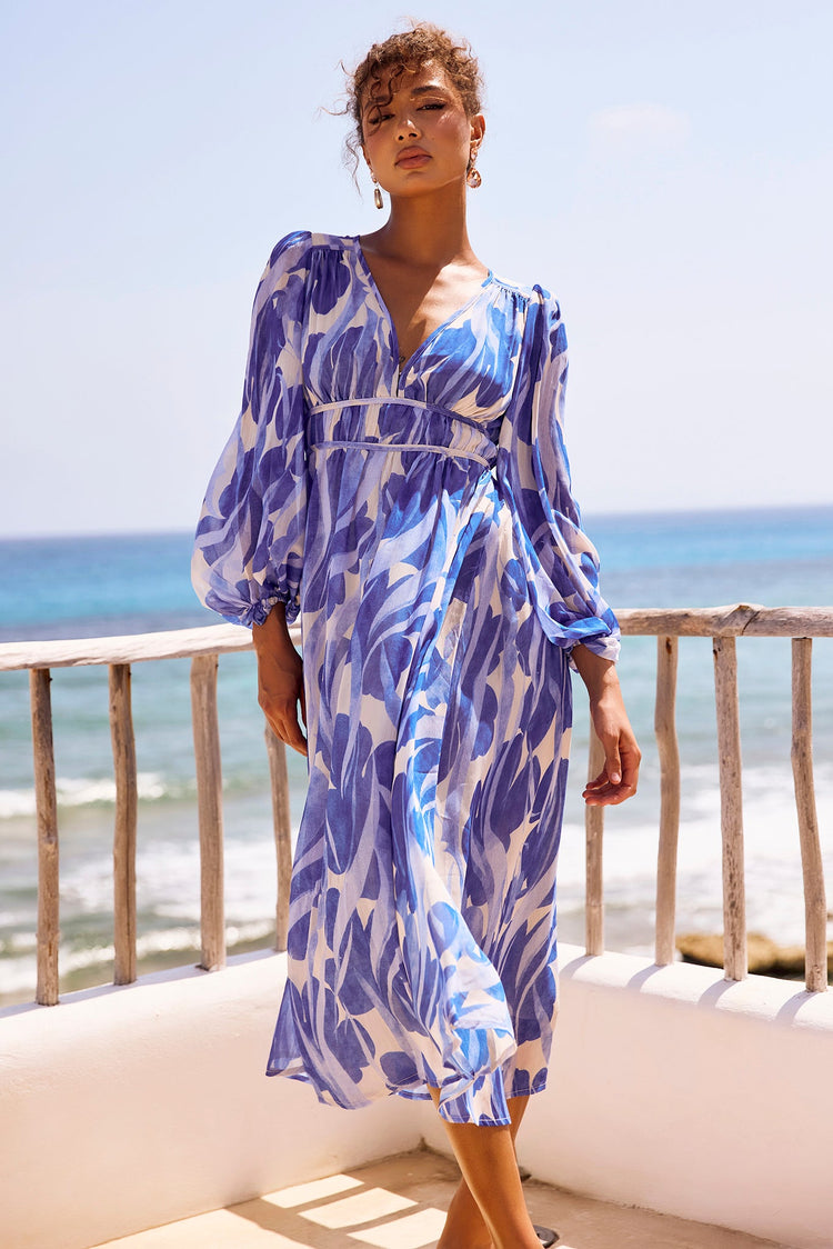 Palm Perfect Midi Dress - Blue Multi for women