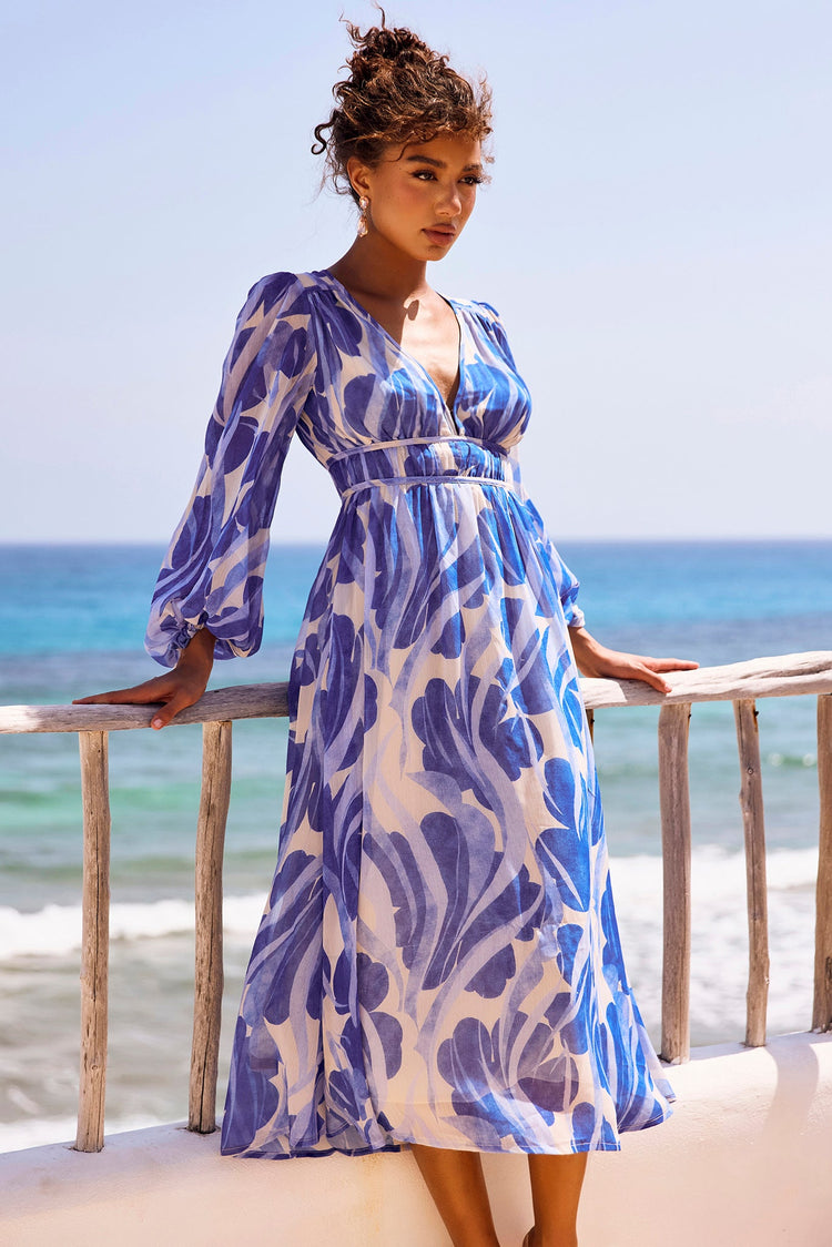 Palm Perfect Midi Dress - Blue Multi for women