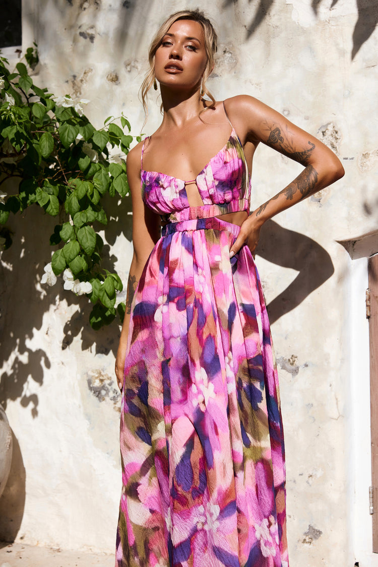 Paradise Bloom Woven Maxi Dress - Purple Multi for women