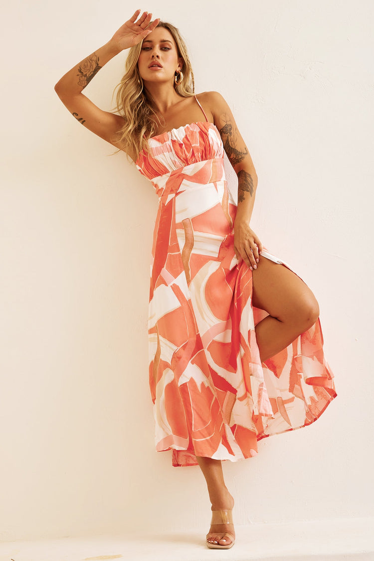 Pay Off Midi Dress - Coral for women