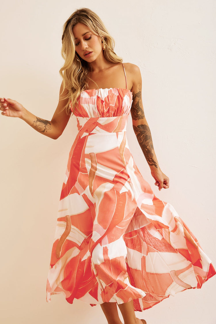 Pay Off Midi Dress - Coral for women