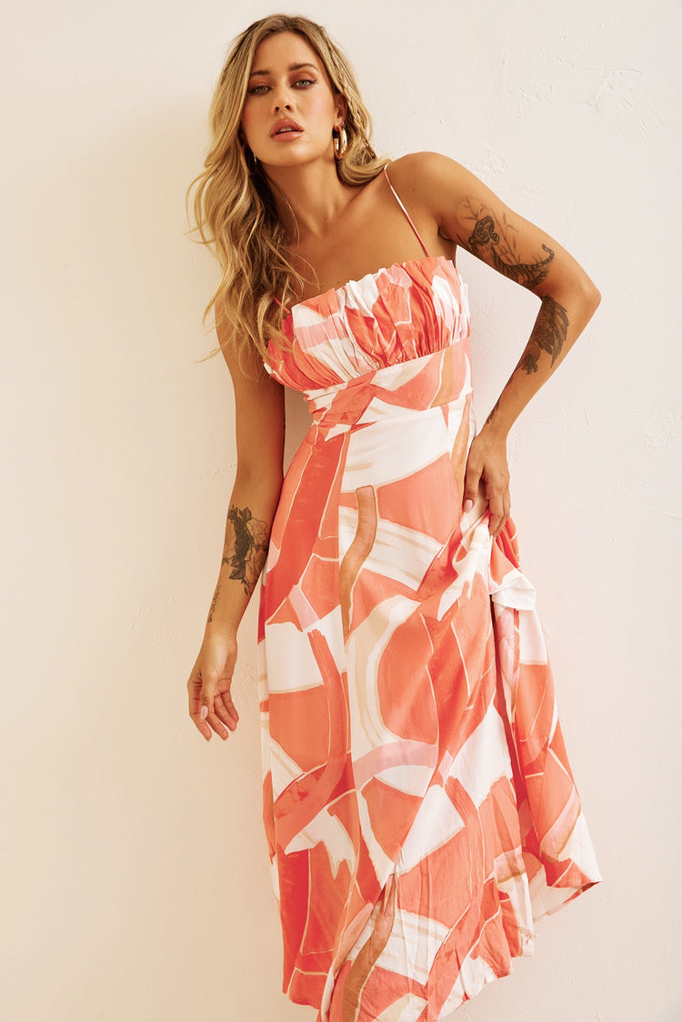 Pay Off Midi Dress - Coral for women