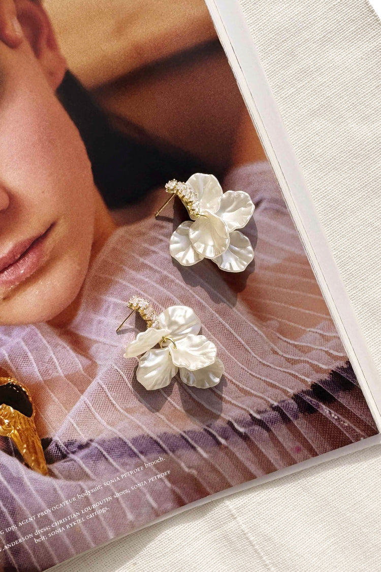 Petal Reverie Earrings - White for women