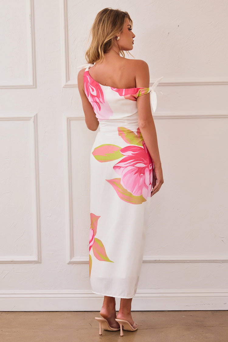 Petal Whisper Midi Dress - Pink Green for women