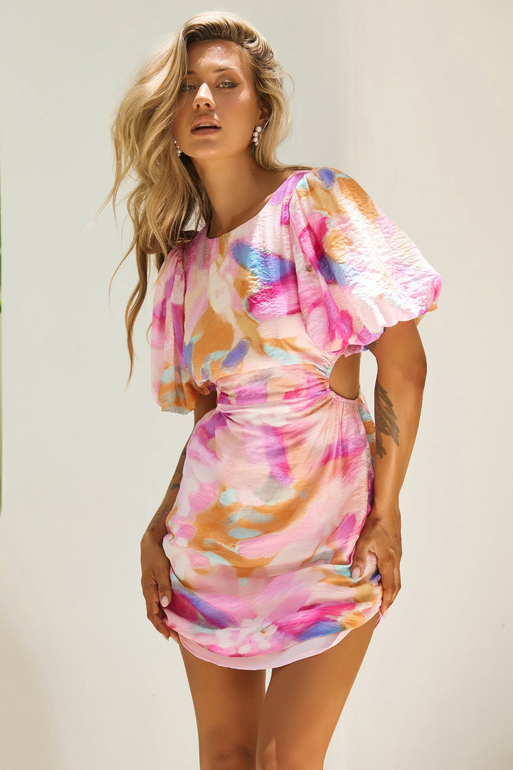 Petals And Wind Mini Dress - Pink Multi for women