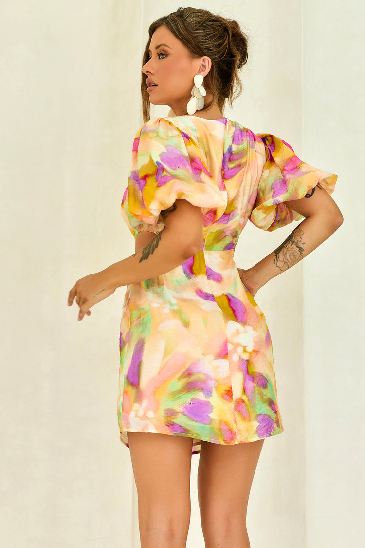 Petals And Wind Mini Dress - Yellow Multi for women