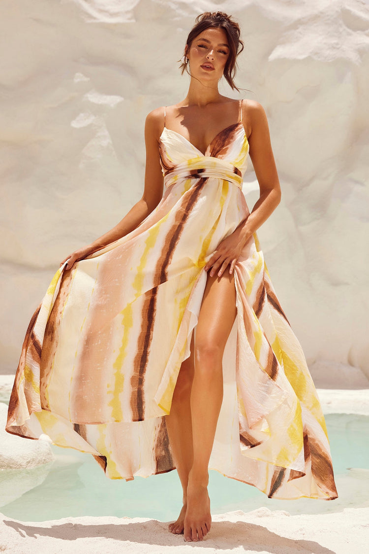 Plans For Summer Maxi Dress - Tan Multi for women
