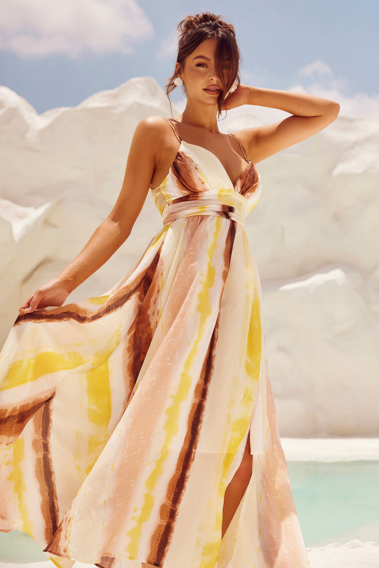Plans For Summer Maxi Dress - Tan Multi for women