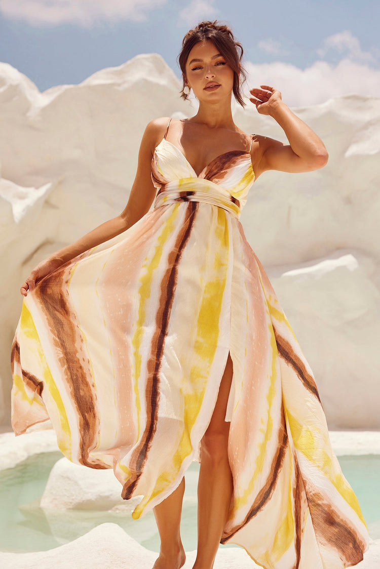 Plans For Summer Maxi Dress - Tan Multi for women