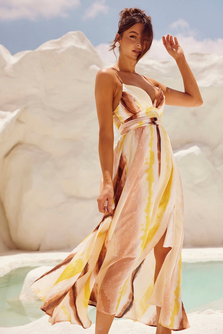 Plans For Summer Maxi Dress - Tan Multi for women