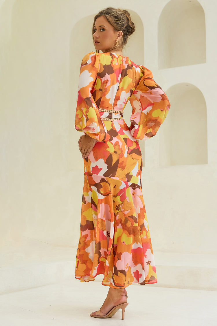 Pretty Please Maxi Dress - Orange Multi for women