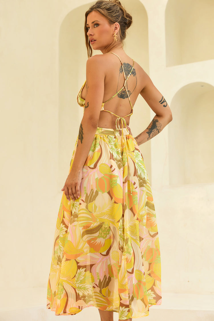 Rays Maxi Dress - Yellow Print for women