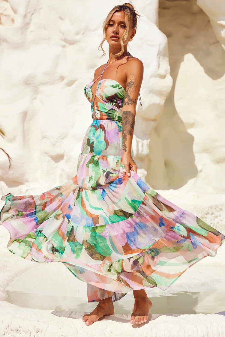 Real World Maxi Dress - Green Multi for women