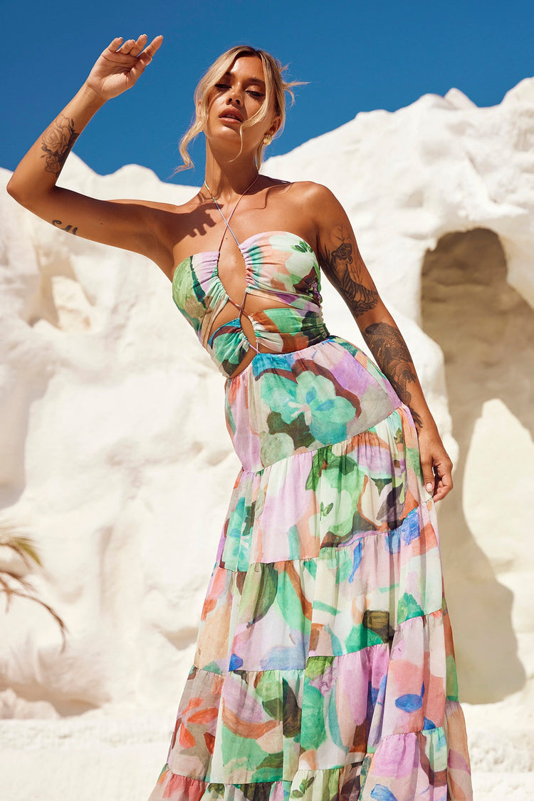 Real World Maxi Dress - Green Multi for women