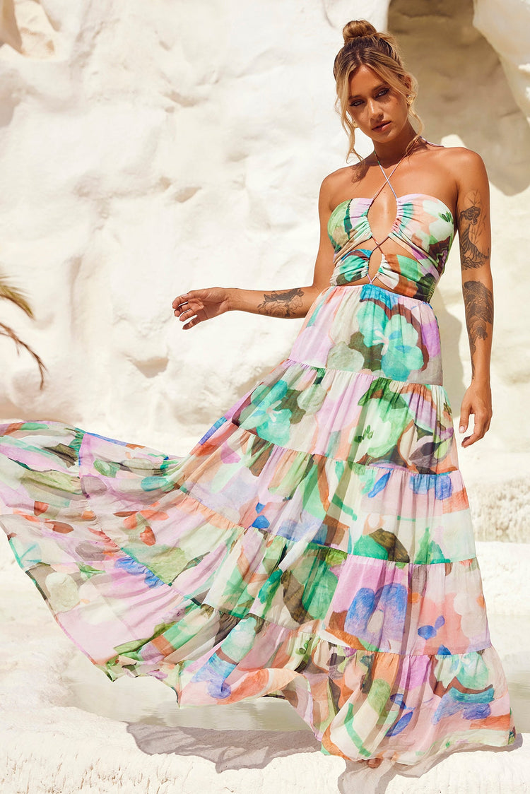 Real World Maxi Dress - Green Multi for women
