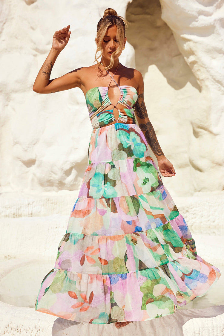 Real World Maxi Dress - Green Multi for women