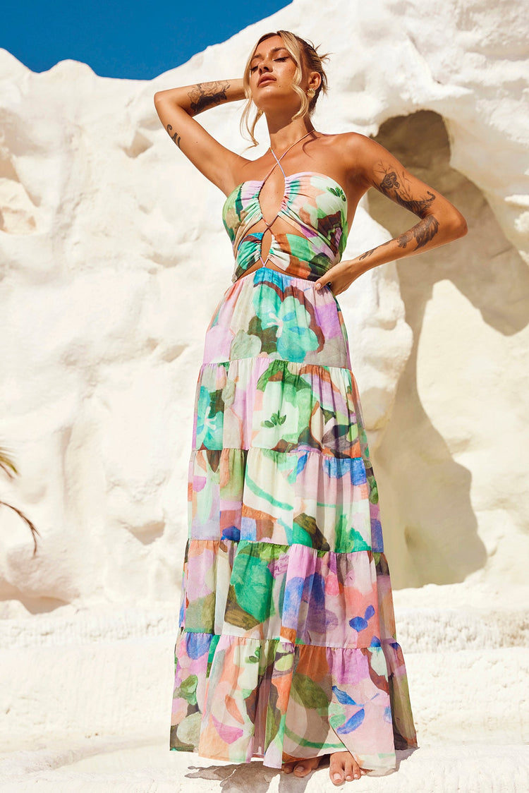 Real World Maxi Dress - Green Multi for women