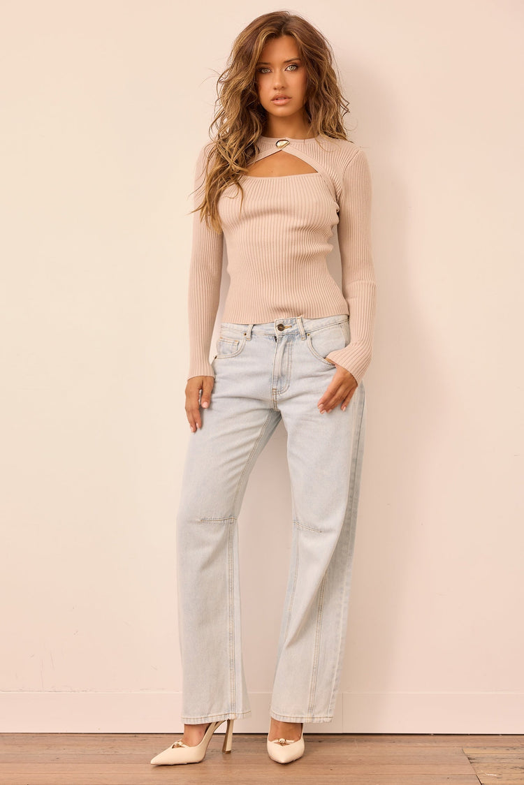Ridgeway Knit Top - Beige for women