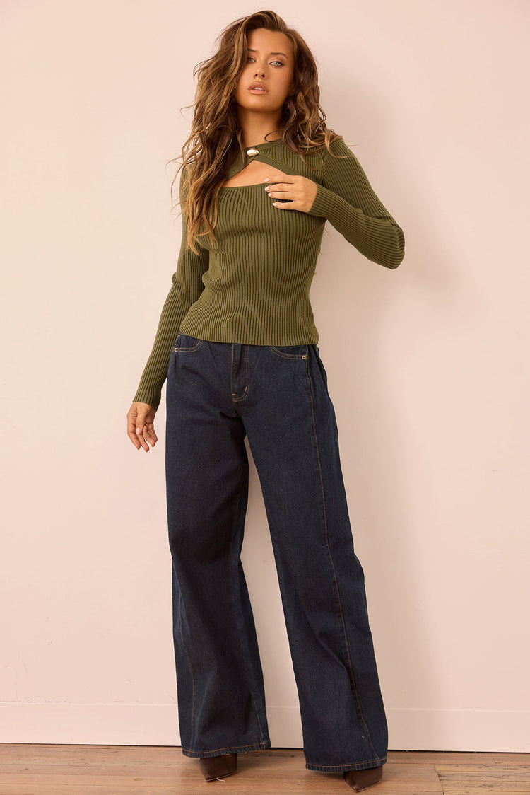 Ridgeway Knit Top - Moss for women