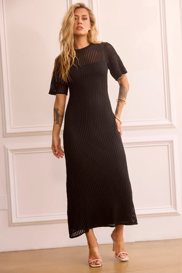 Rosalyn Crochet Maxi Dress - Black for women