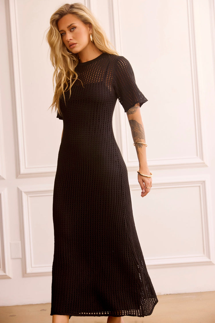 Rosalyn Crochet Maxi Dress - Black for women