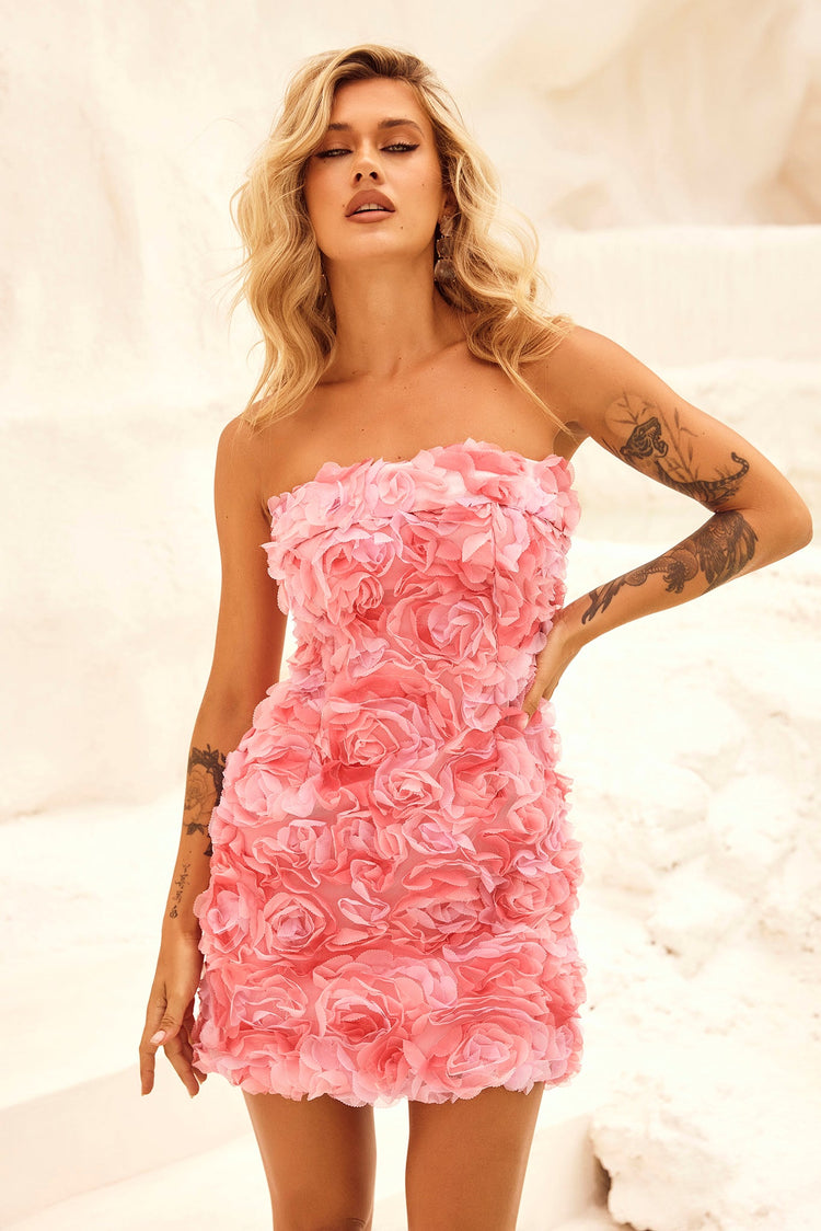 Rose Kiss Mini Dress - Pink for women