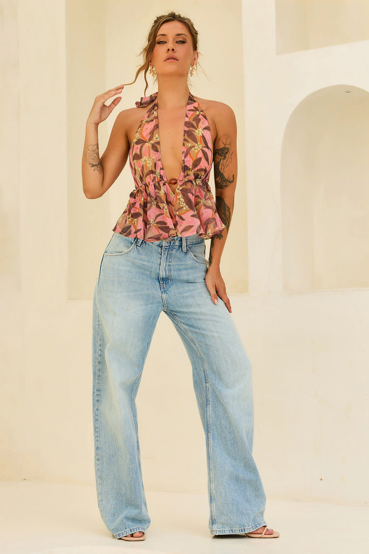 Rosé Sunset Chiffon Top - Pink Multi for women